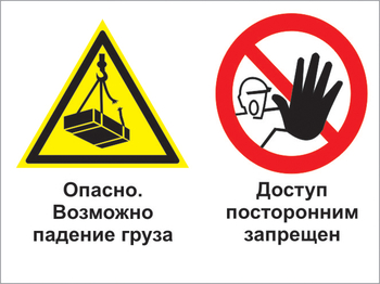 Кз 32 опасно - возможно падение груза. доступ посторонним запрещен. (пленка, 400х300 мм) - Знаки безопасности - Комбинированные знаки безопасности - Магазин охраны труда ИЗО Стиль